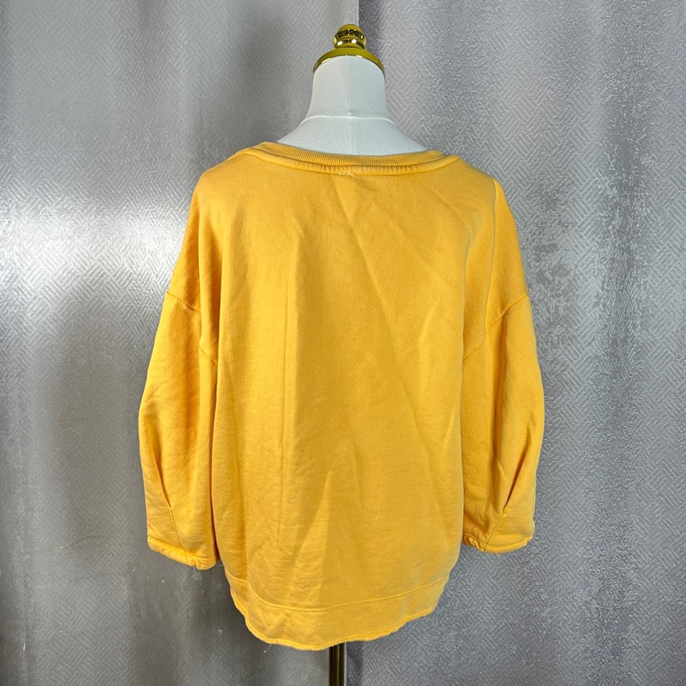 Free People Anthropologie Marigold Yellow Puff Sleeve Cotton Sweatshirt Large - Picture 4 of 9